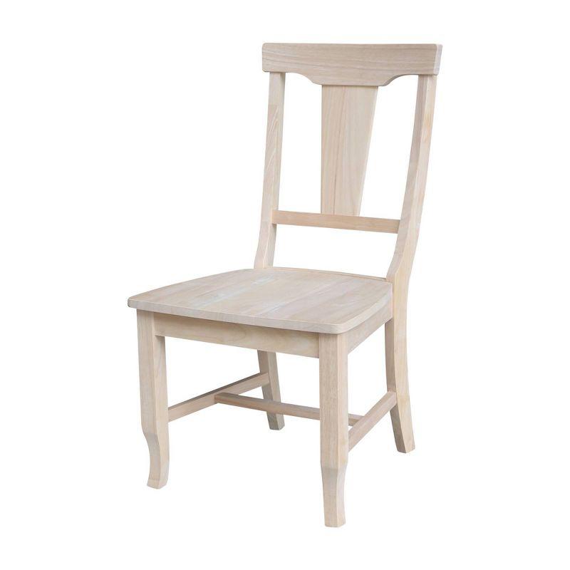 Set of 2 Unfinished Solid Wood Panel Back Dining Chairs