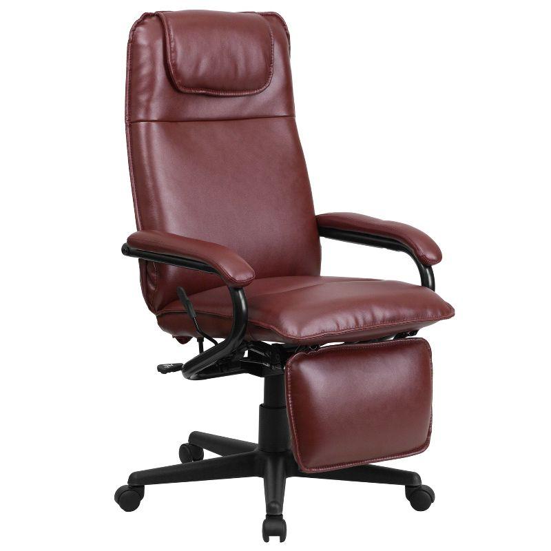 Burgundy High-Back LeatherSoft Swivel Executive Chair with Footrest