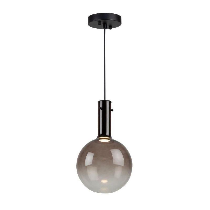 Coffee Finish Mini Globe LED Pendant Light with Gold Glass Shade