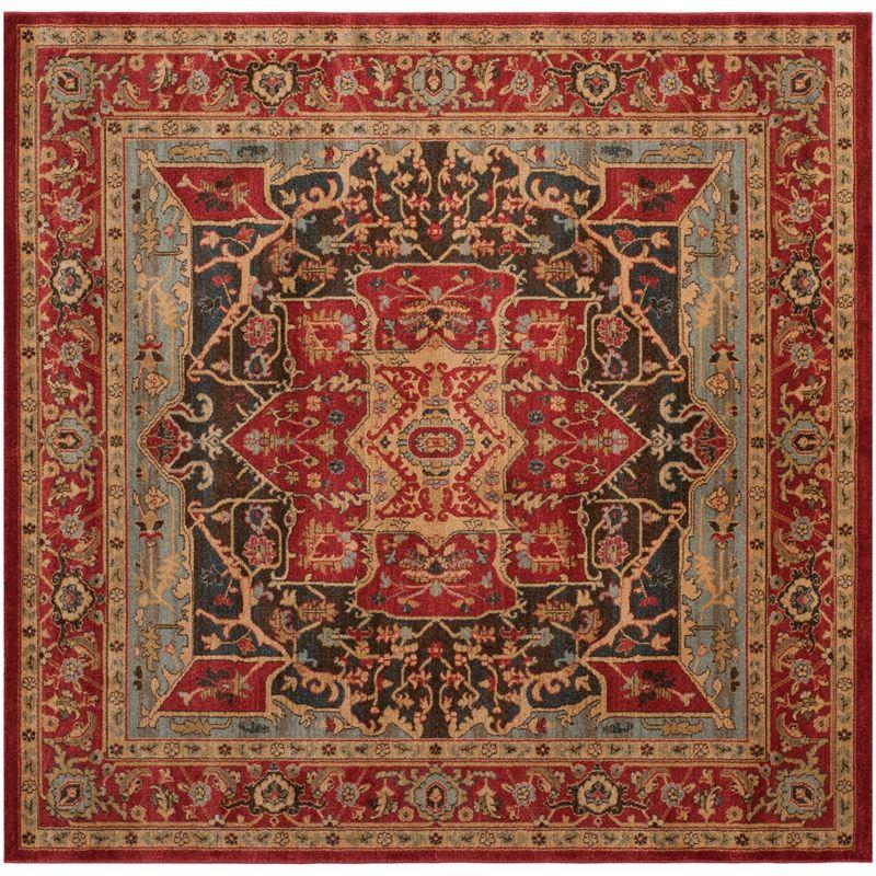 Mahal MAH625 Power Loomed Area Rug - Red/Red - 6'7"x6'7" - Safavieh.