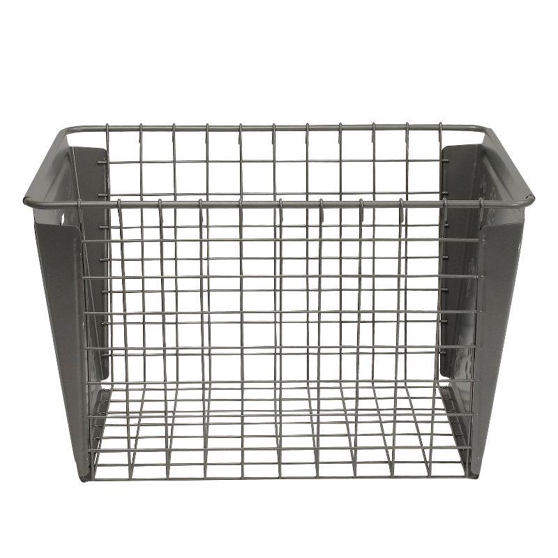 Vintage-Inspired Square Pet Supply Storage Basket in Dark Gray