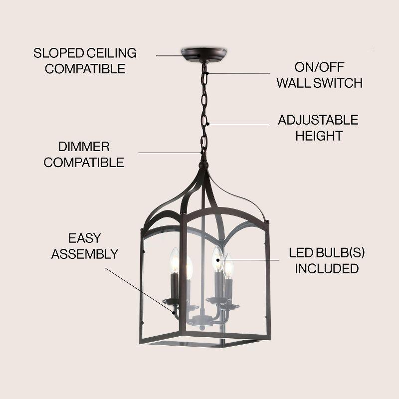 JONATHAN Y Ruth 11" 4-light Traditional Classic Lantern Metal/Glass LED Pendant, Oil Rubbed Bronze