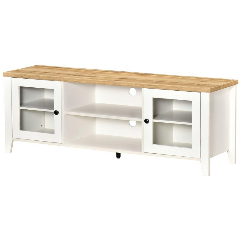 HOMCOM Modern TV Stand, Entertainment Center with Shelves and Cabinets for Flatscreen TVs up to 60" for Bedroom, Living Room