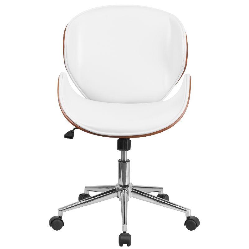 White Faux Leather Swivel Executive Armless Chair