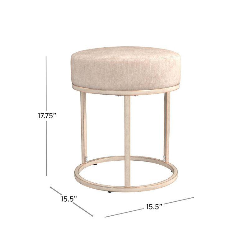 18" Swanson Backless Upholstered Metal Vanity Stool Bone White - Hillsdale Furniture: Round Padded Seat, Modern Design