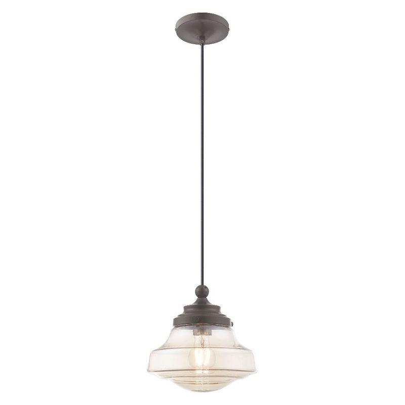 Livex Lighting Art Glass 1 - Light Pendant in  English Bronze