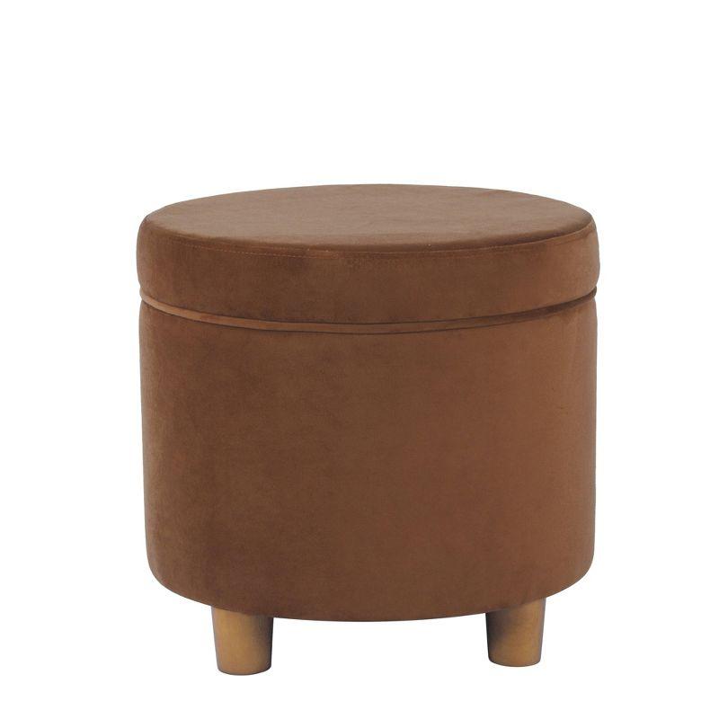 HomePop Round Storage Ottoman Spice: Upholstered Footstool with Hardwood Frame, 250lb Capacity