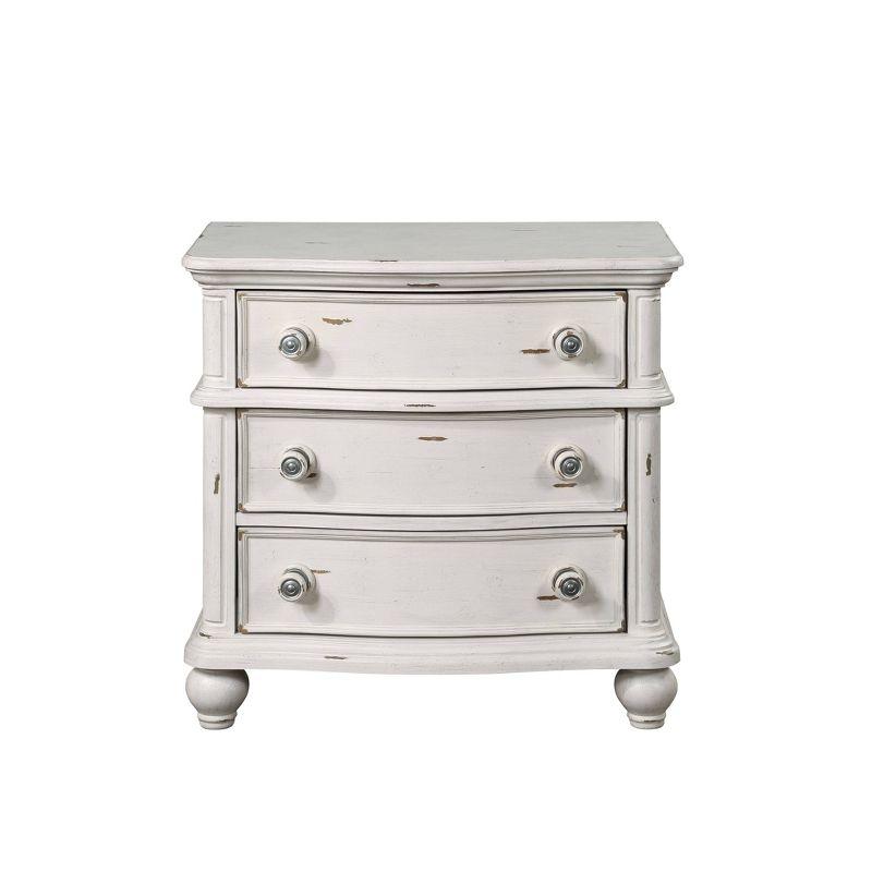 30" Jaqueline Nightstand Antique White Finish - Acme Furniture: Elegant Storage Solution with Felt-Lined Drawer