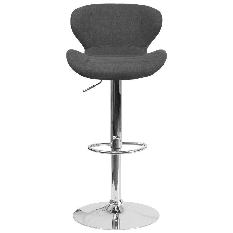 Merrick Lane Adjustable Height Barstool Contemporary Bar Height Stool with Curved Back and Metal Base with Footrest