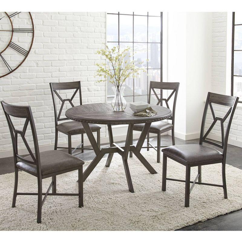 Set of 2 Alamo Side Chair Gray: Upholstered, Metal Legs, Geometric Cutouts - Steve Silver Co.