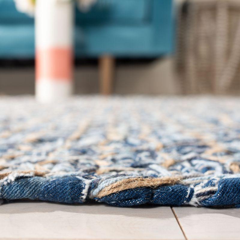 Coastal Breeze Blue Cotton Flat Woven 3' x 5' Reversible Area Rug