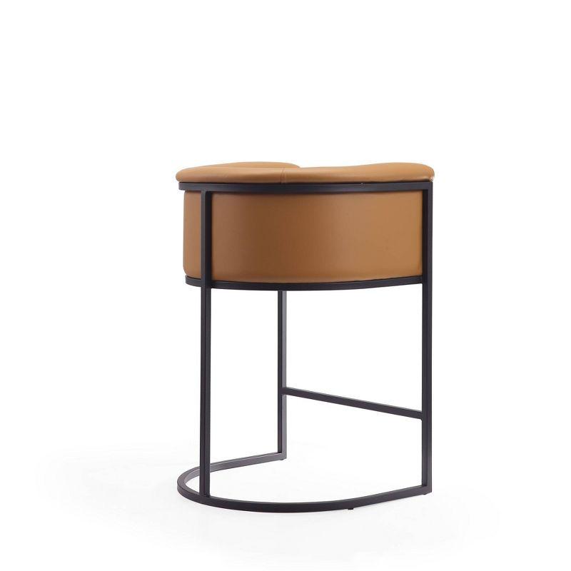 Cosmopolitan Metal Counter Height Barstool Camel - Manhattan Comfort: Upholstered, Low Back, Armrest, Footrest