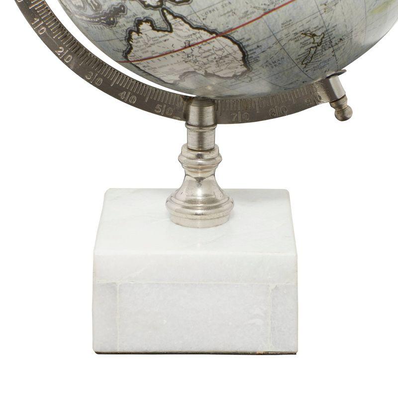 Olivia & May 13" x 9" Contemporary Decorative Globe with Iron and Ceramic Stand White: Metal Tabletop Sculpture, Indoor Display