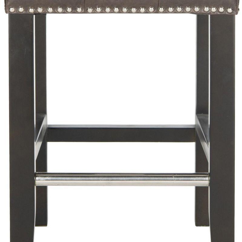 Thompson 23.9" Leather Counter Stool W/ Silver Nailheads - Antique Brown - Safavieh