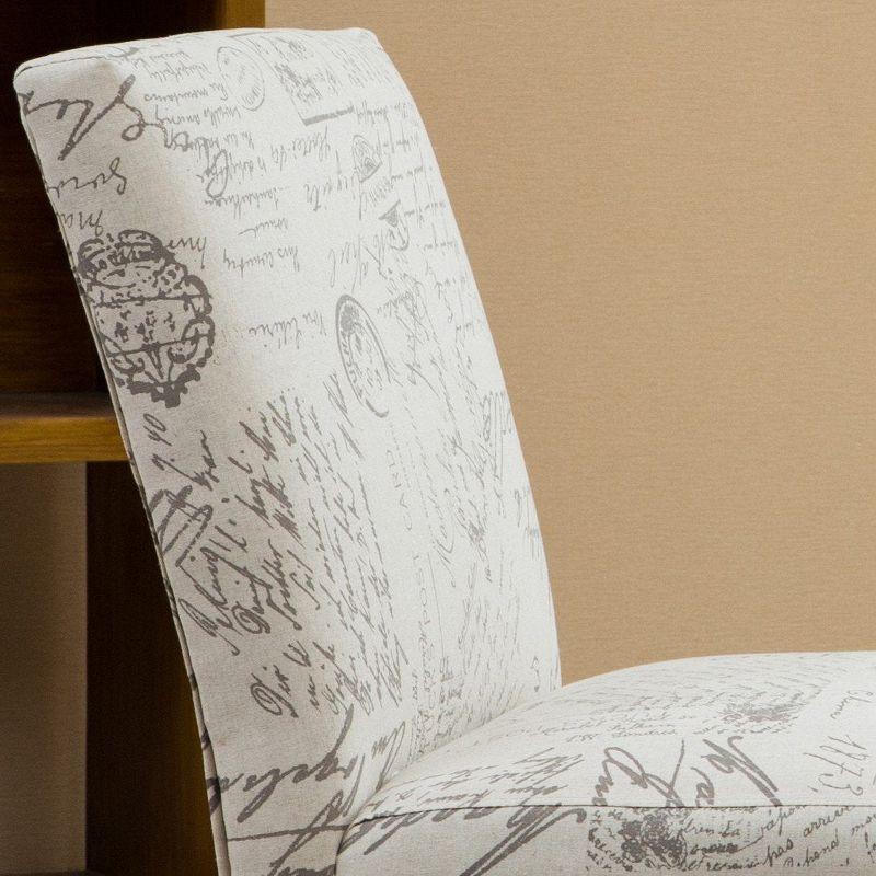Roundhill Furniture Botticelli English Letter Print Fabric Armless Accent Chair, Beige