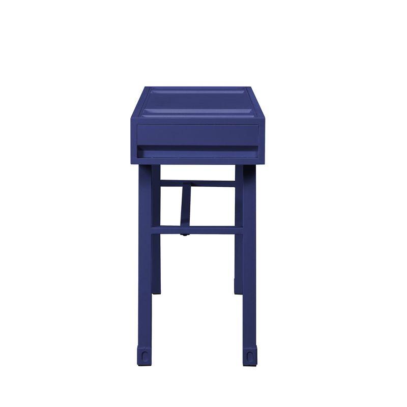 Cargo Vanity Table Blue with Drawer - Acme Furniture: Dressing Table, Metal Frame