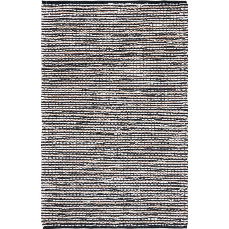 Vintage Leather VTL205 Hand Woven Area Rug - Black/Ivory - 8'x10' - Safavieh.