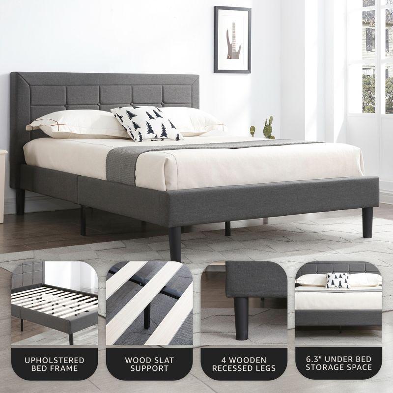 DeCoro Home DeCoro Mornington Upholstered Platform Bed Frame and Headboard