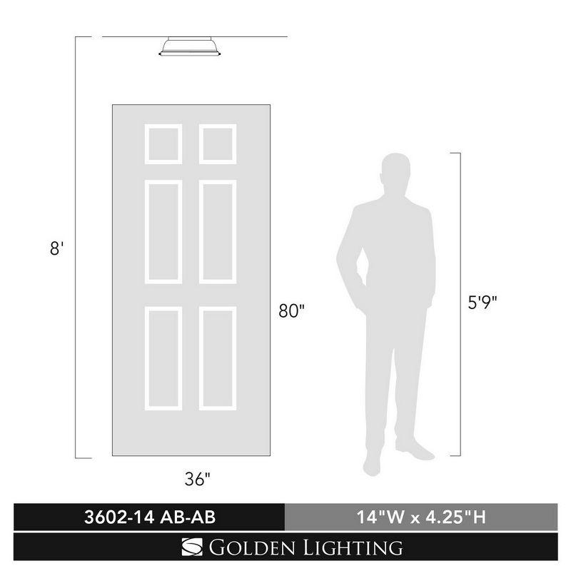 Golden Lighting Duncan 2-Light Flush Mount in Pewter