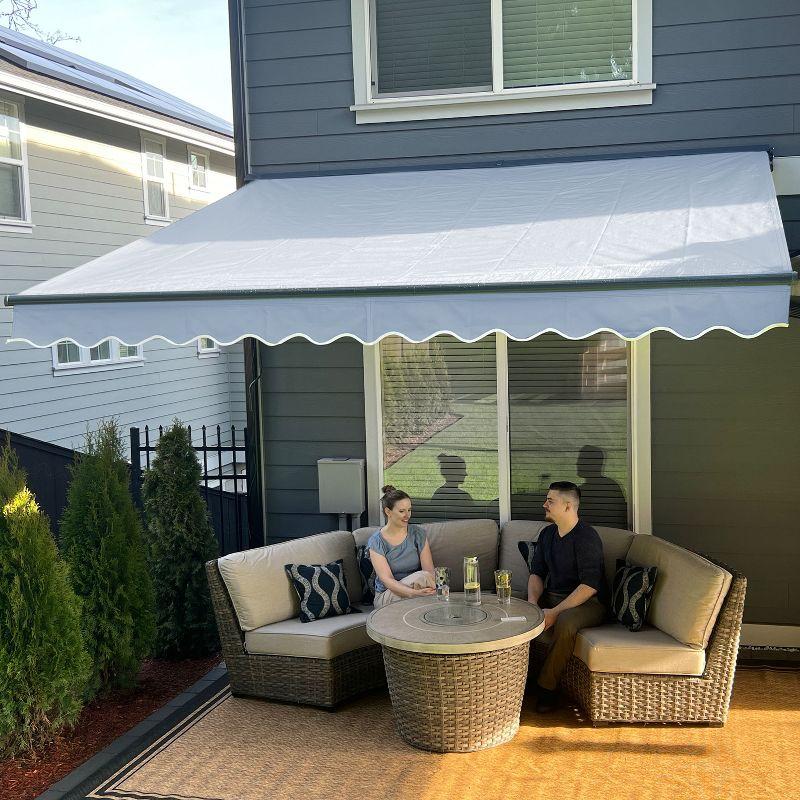 ALEKO Motorized Retractable Patio Awning- Black Frame