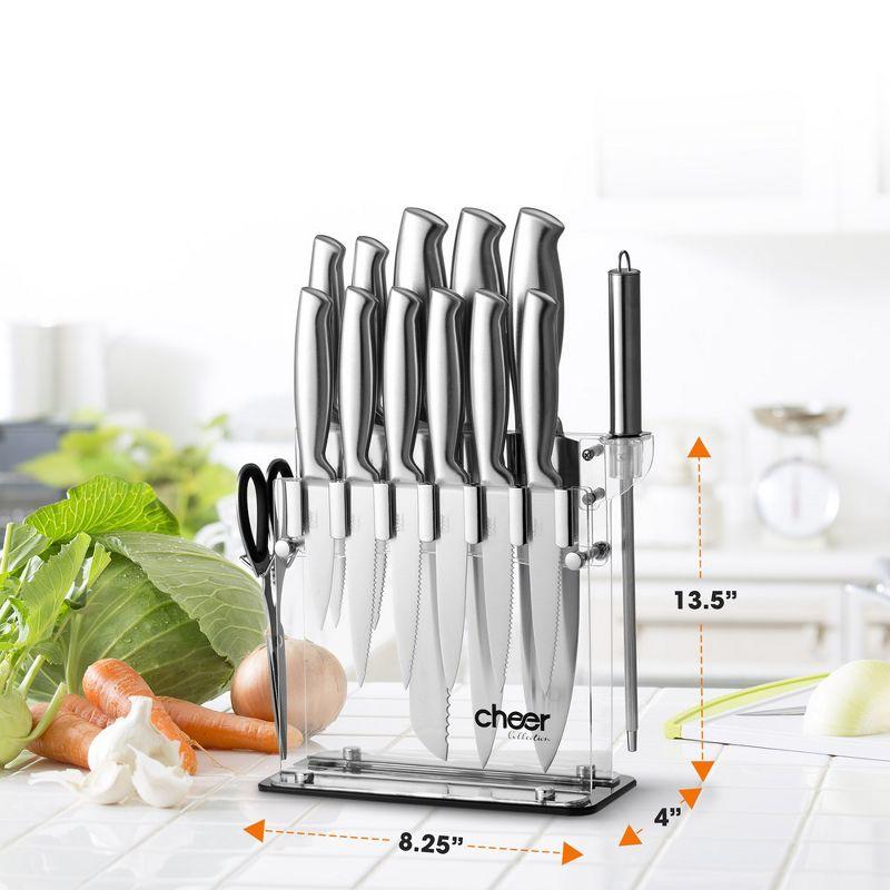 Cheer Collection 14-Piece Stainless Steel Knife Set with Acrylic Stand