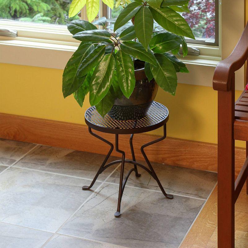 12.5" x 12" Roman Bronze Wrought Iron Capri Plant Stand Powder Coated - ACHLA Designs: No Assembly, Indoor/Outdoor Use