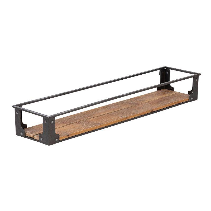 Honey-Can-Do Metal and Wood Wall Shelves: Rustic Floating Shelves, Decorative Steel Frame, 2-Tier, 10lb Capacity, Brown