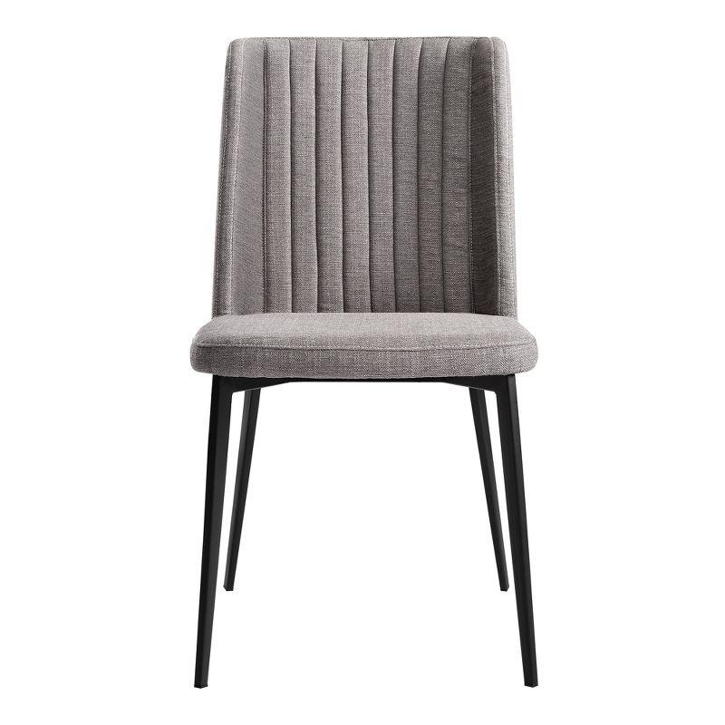 Set of 2 Gray Upholstered Metal Dining Chairs