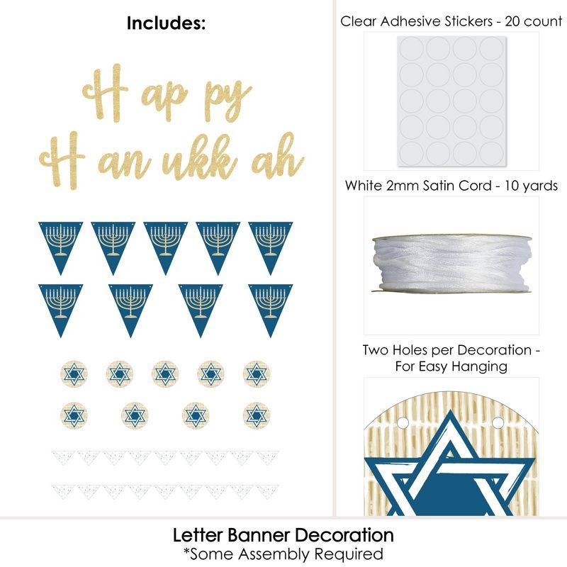 Big Dot of Happiness Happy Hanukkah - Chanukah Letter Banner Decoration - 36 Banner Cutouts & No-Mess Real Gold Glitter Happy Hanukkah Banner Letters