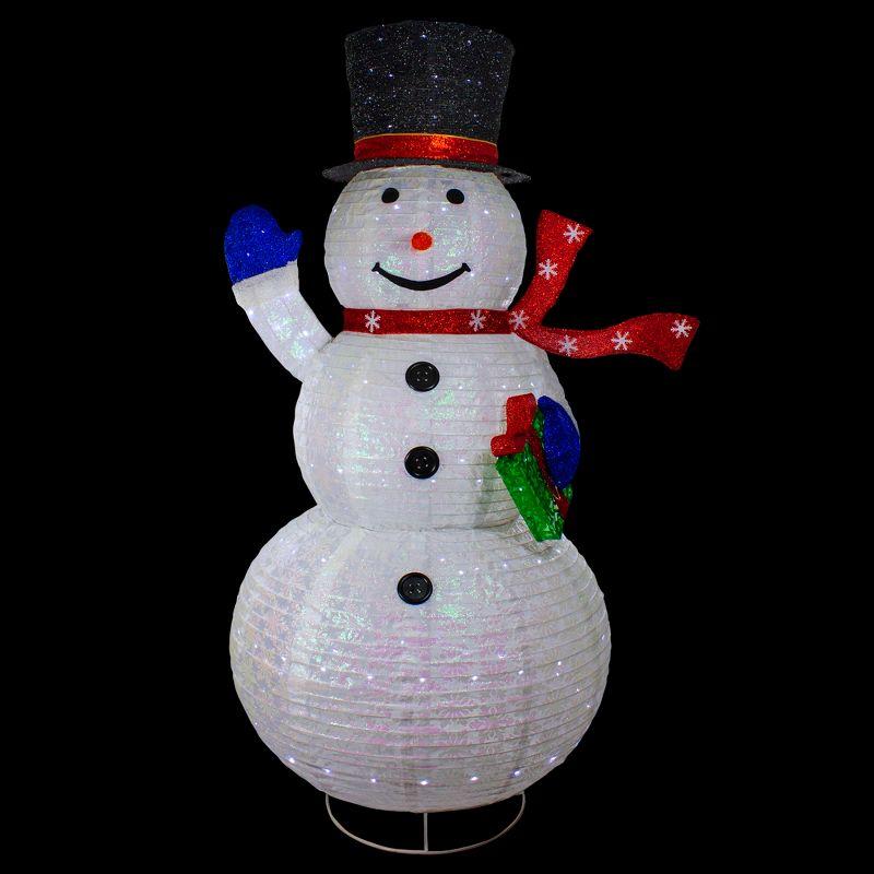 71" LED Lighted White Iridescent Twinkling Snowman Outdoor Christmas Decoration