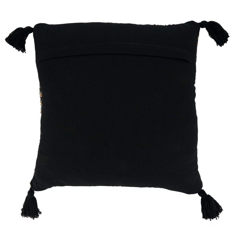 Saro Aziza Collection Tassels Cotton Pillow Cover