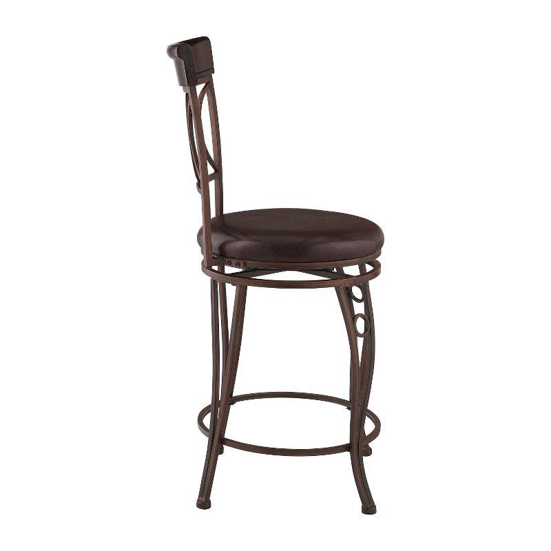 Circles Back 24" Upholstery Swivel Seat Counter Height Barstool Metal/Black - Linon: Elegant Design, Comfort Seating