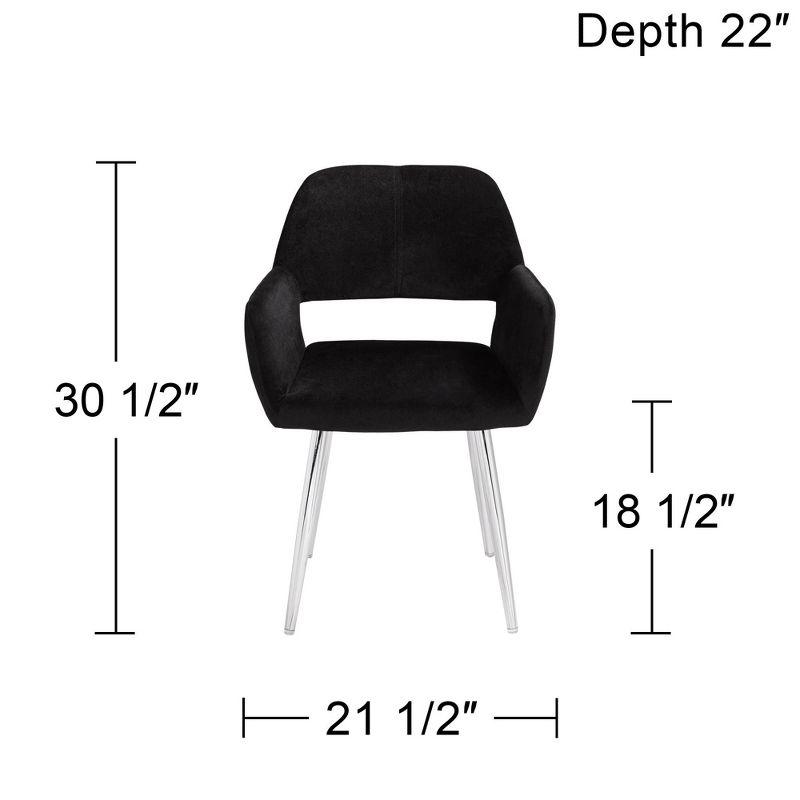 Elegant Black Fabric and Chrome Metal Modern Dining Chair