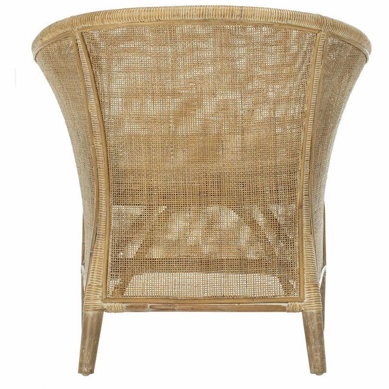 Alexana Rattan Armchair - White Wash/White Cushion - Safavieh