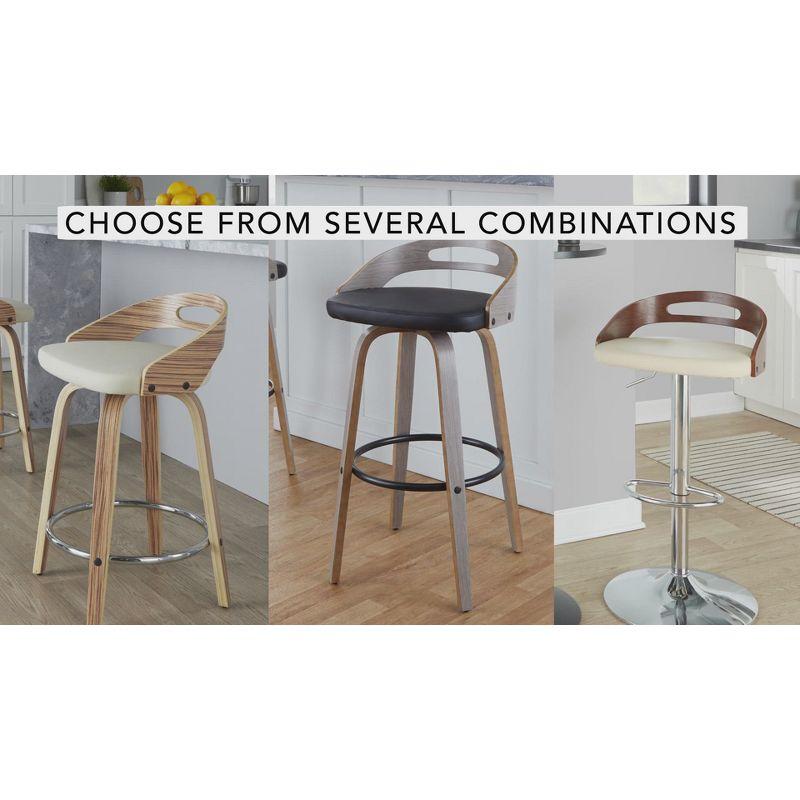 Set of 2 Cassis Upholstered Barstool Gray/Walnut - LumiSource: Kitchen Counter Stools, Swivel, Adjustable Height