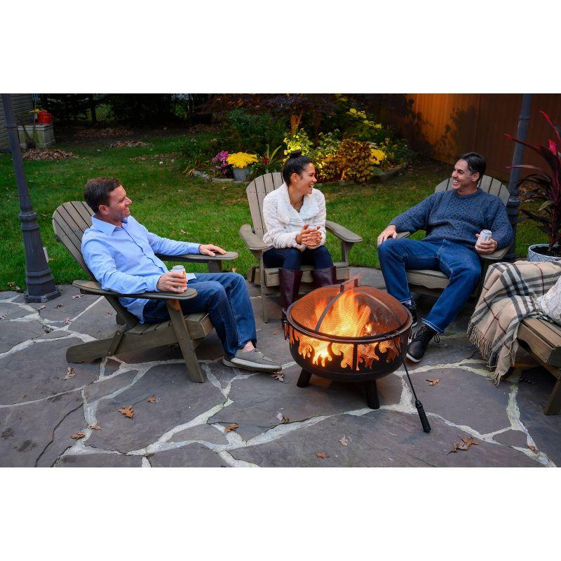 Wood Burning Outdoor Fire Pit with Flames - Black - Endless Summer: Steel Frame, Flame Retardant, 23" Height