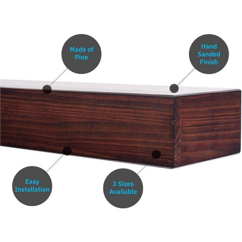 Austin Floating Wood Mantel Shelf Pine Wood Rustic Shelf | Mantels Direct