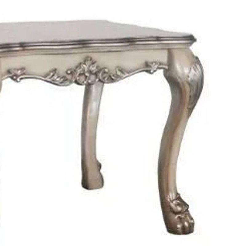 28" Dresden Coffee Table Vintage Bone White - Acme Furniture: Claw Feet, Carved Details