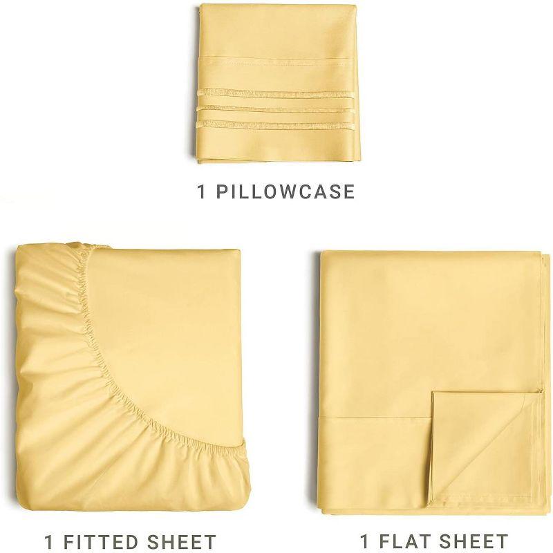 CGK Linens 4 Piece Sheet Set Microfiber, Soft & Wrinkle Free Sheet Set