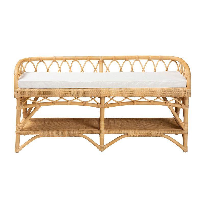 bali & pari Leryn Modern Bohemian Natural Brown Rattan Bench