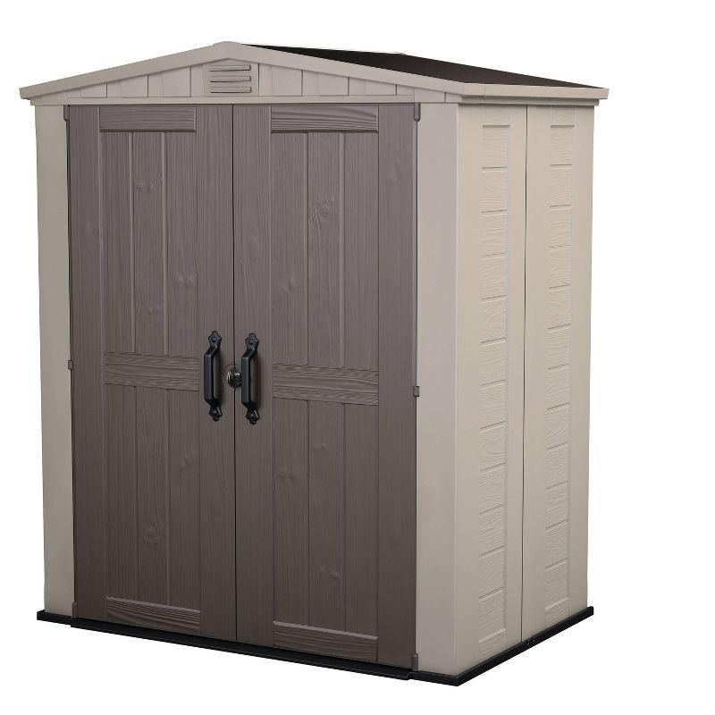 Keter 6'x3' Factor Outdoor Storage Shed Brown: Resin Frame, All-Weather, 10 Year Limited Warranty