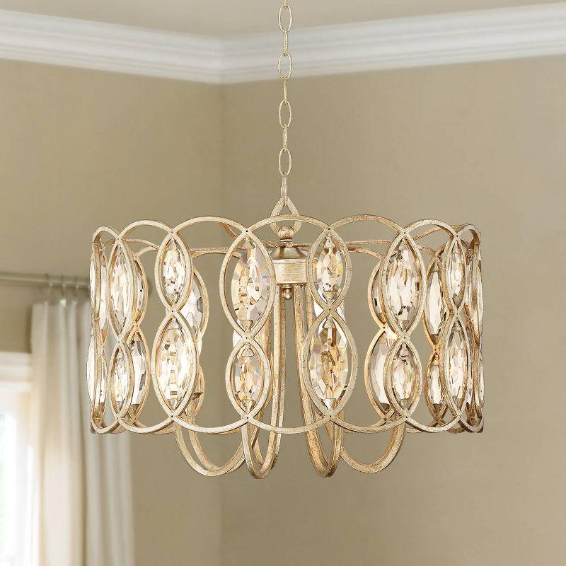 Possini Euro Design Bellmont Silver Leaf Chandelier 22 1/2" Wide Modern Clear Crystal 8-Light Fixture for Dining Room House Kitchen Entryway Bedroom