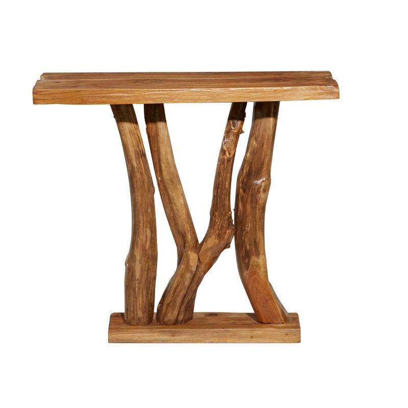 Contemporary Teak Wood Console Table Brown - Olivia & May: Sleek Entryway Furniture, Narrow Design, No Assembly Required