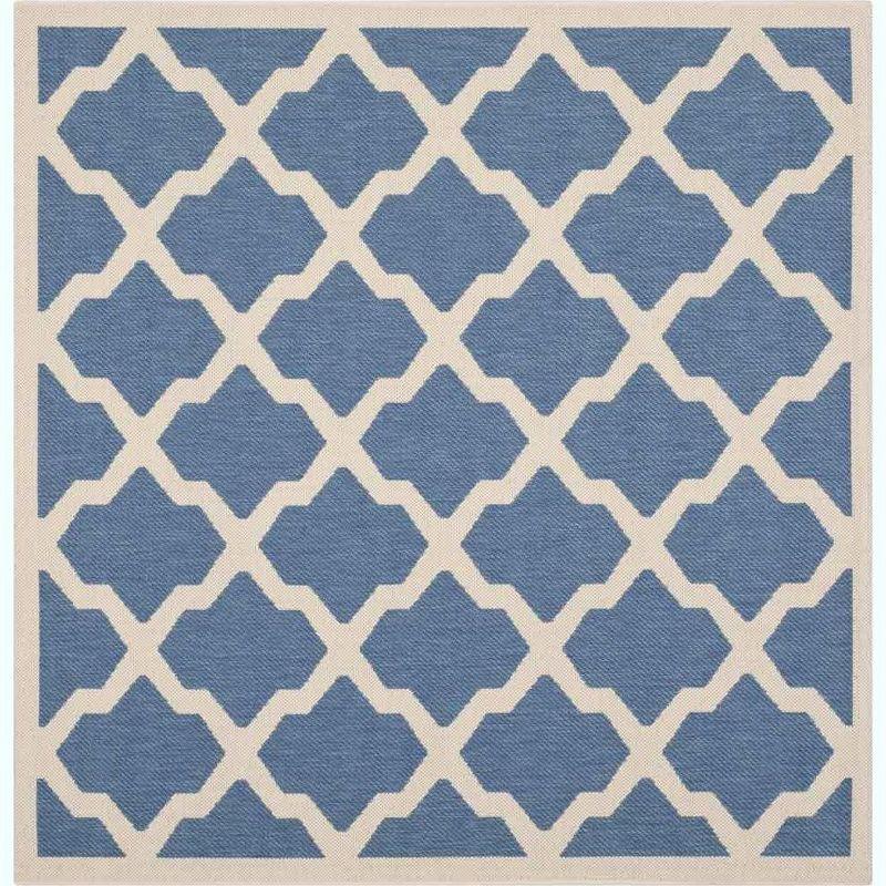 Blue Square Synthetic Easy Care Stain-Resistant Area Rug