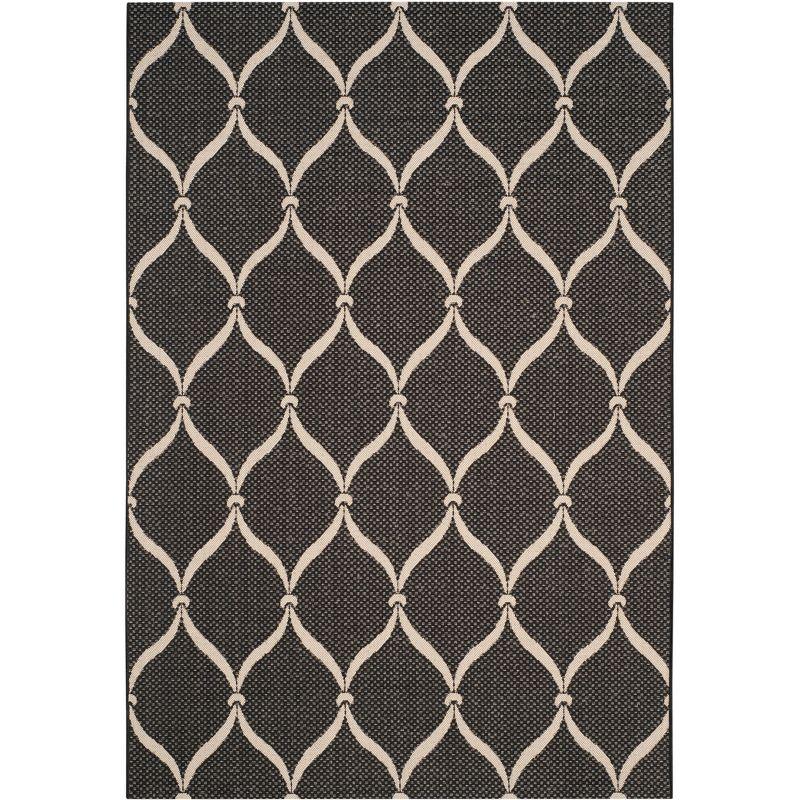 Courtyard CY6654 Power Loomed Indoor and Outdoor Area Rug - Black/Beige - 4'x5'7" - Safavieh