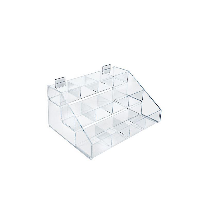 Azar Displays NEW Three-Tier Shelf, 12 Compartment Counter Step Display, 16" wide