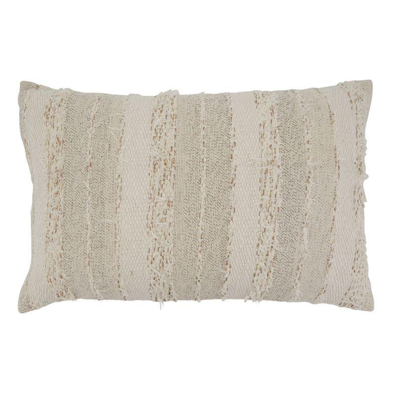 Fringe Stripe Light Beige Cotton Decorative Pillow Cover