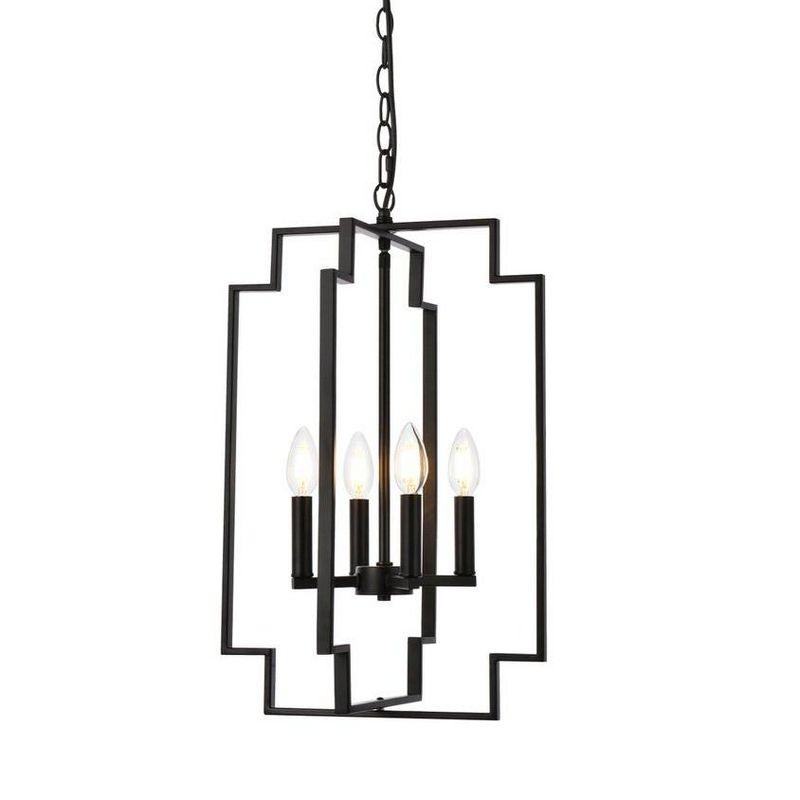 Elegant Lighting Rosenfeld 4 lights pendant in black