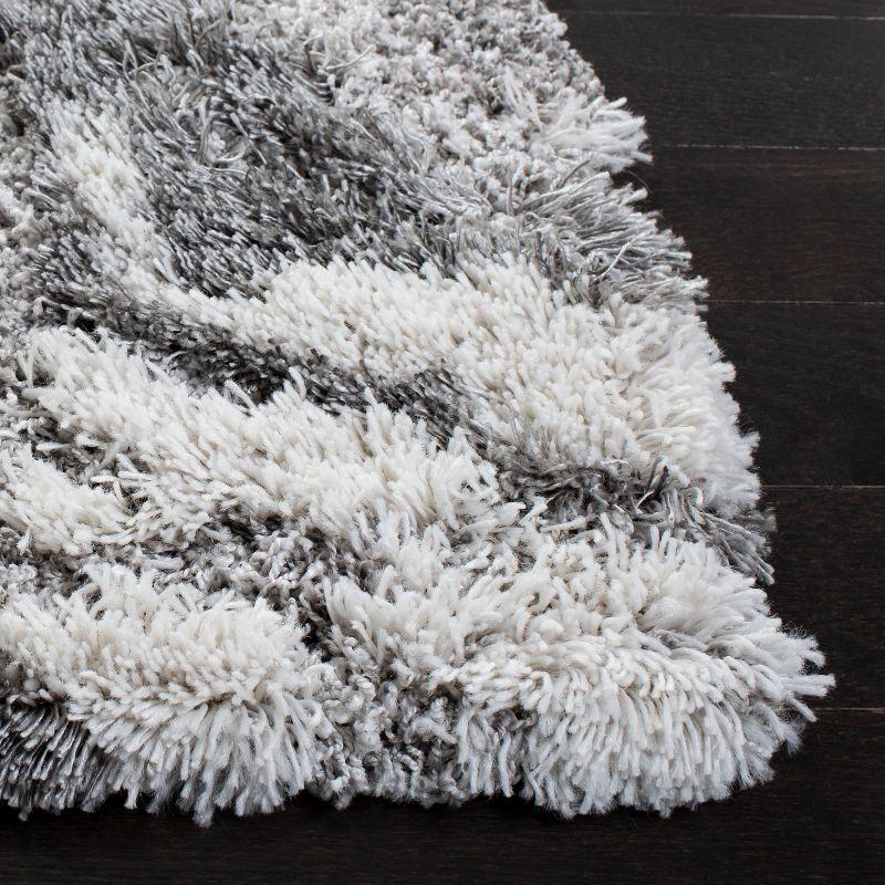 Luxurious Horizon Abstract Gray Shag Area Rug, 8' x 10'