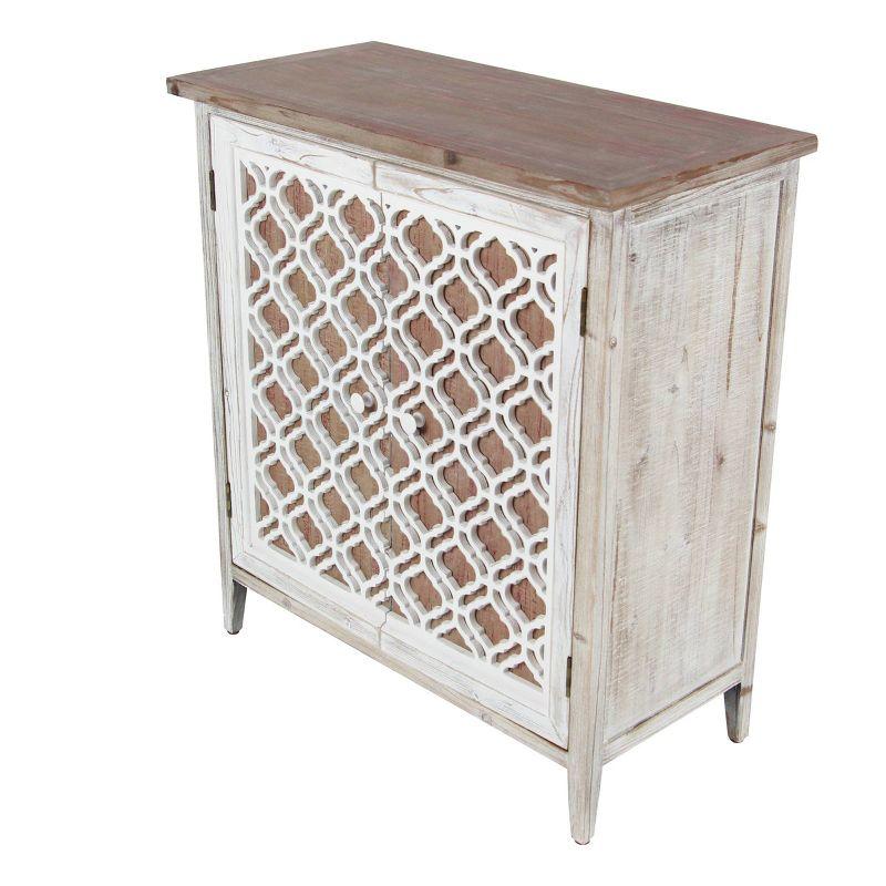 Rustic 2 Door Wooden Cabinet Brown - Olivia & May: Bohemian Style, Fixed Shelves, No Assembly Required